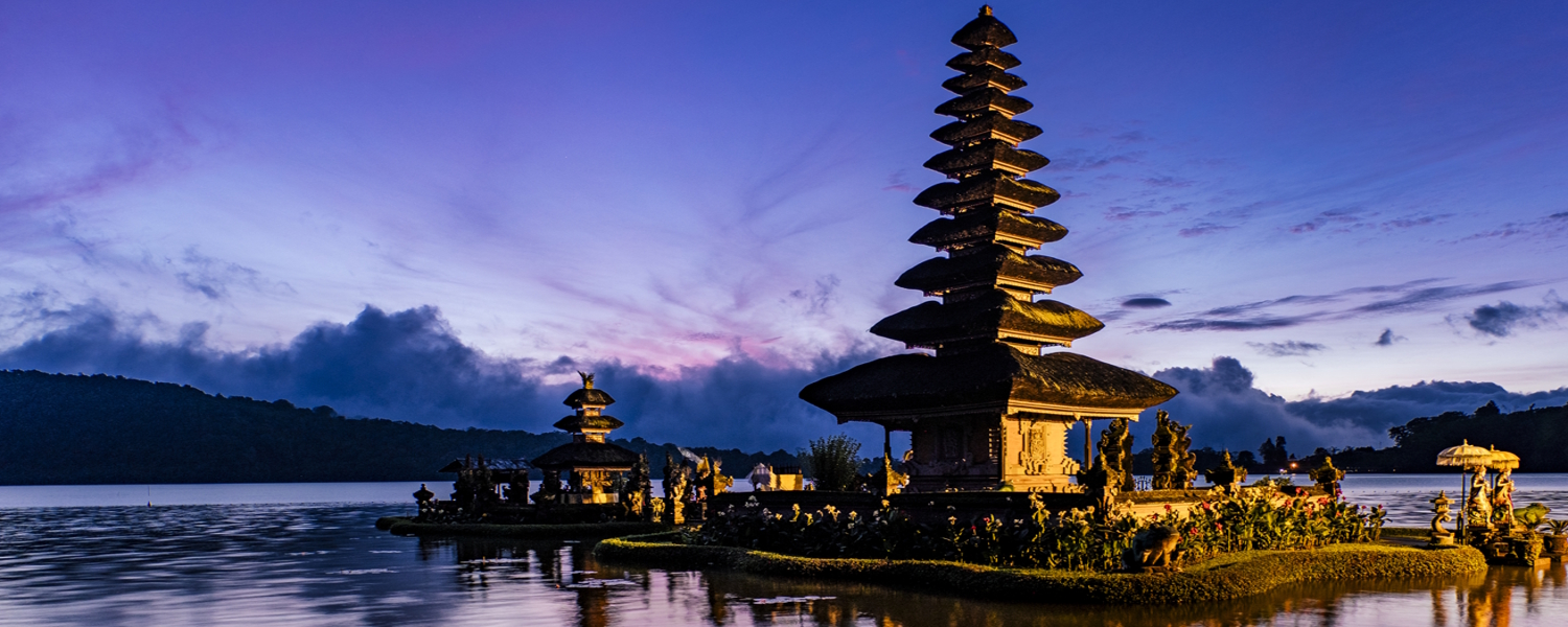 Bali pagoda in sunrise